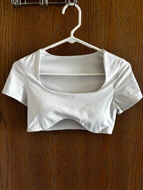 Pchee Bum white crop workout tee